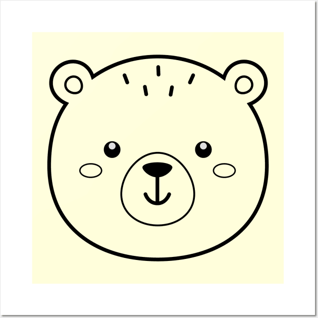 Cute Bear for Kids Men and Women - Bear Head Wall Art by samshirts